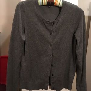 Talbots cotton blend cardigan in gray,  medium